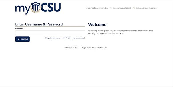 MyCSU Portal Website Login