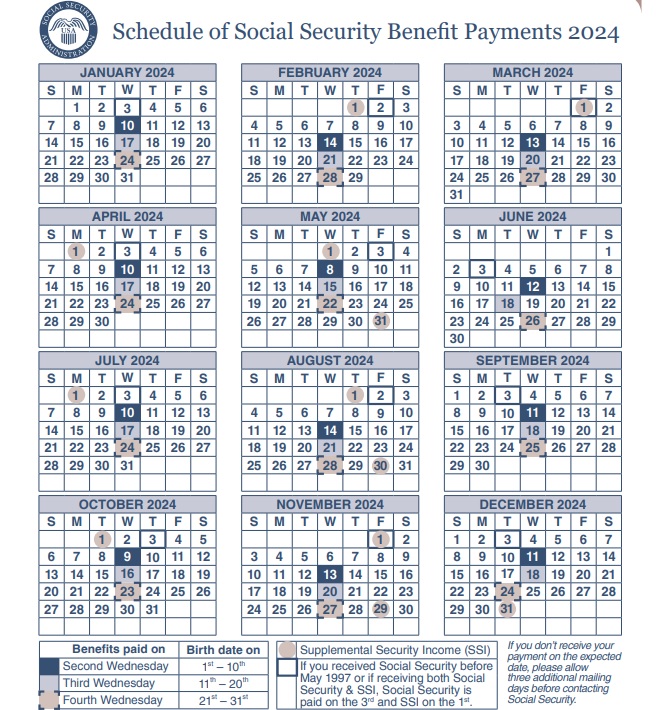 Social Security Payment Schedule 2024