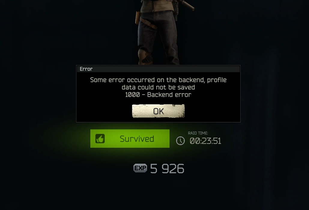 1000 Backend Error in Tarkov