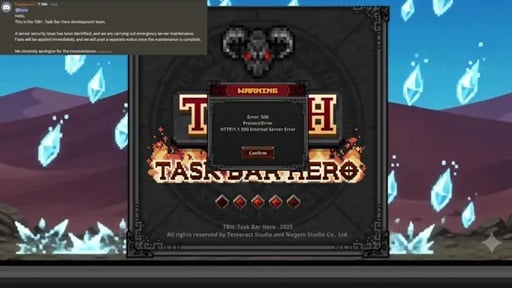 task bar hero error 500