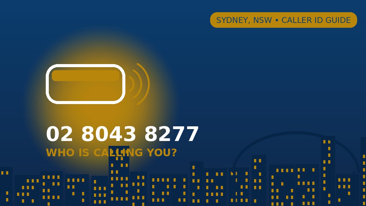 Sydney skyline graphic with a phone icon representing a call from 02 8043 8277