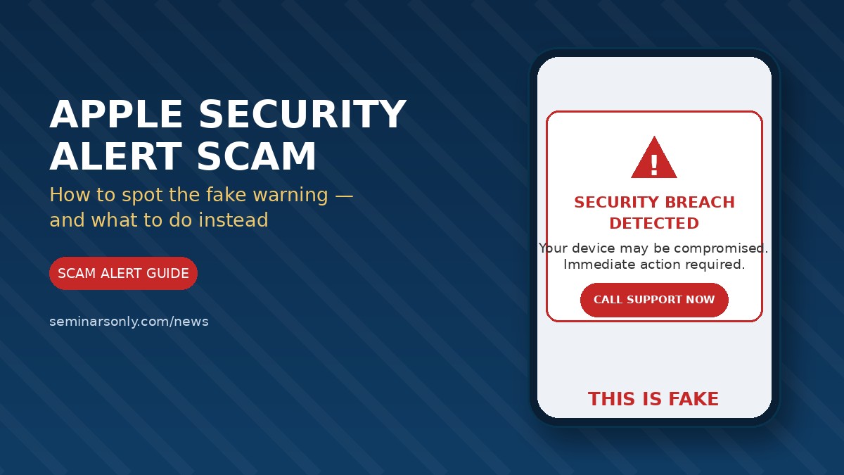Fake Apple security alert pop-up on a smartphone screen warning of a security breach