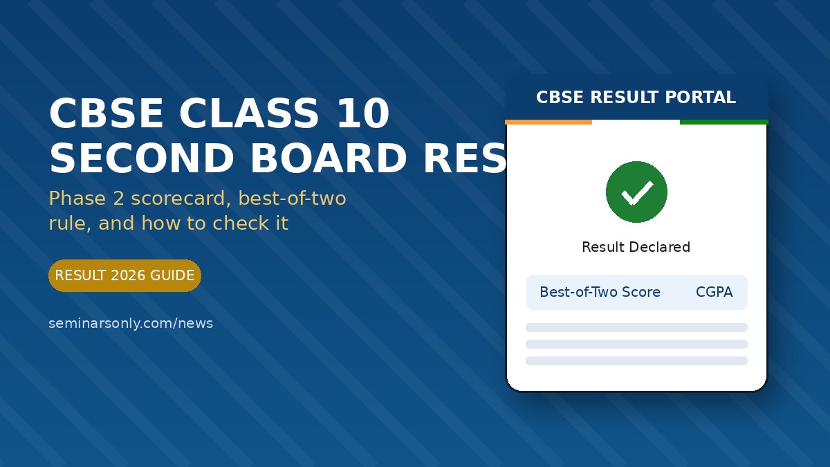 CBSE Class 10 second board result portal screen showing a declared result notification