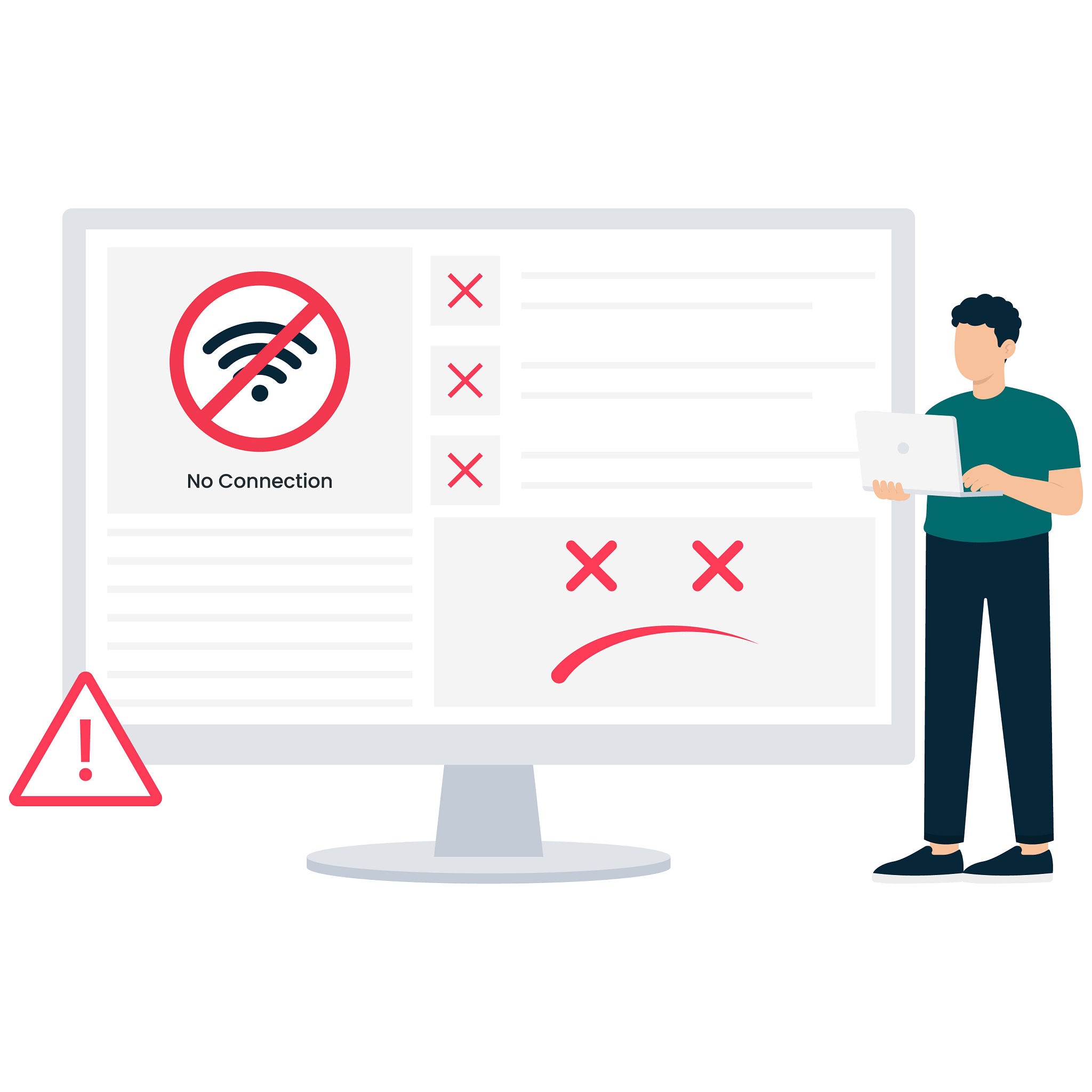Computer screen displaying Error 082 unable to connect with network cables