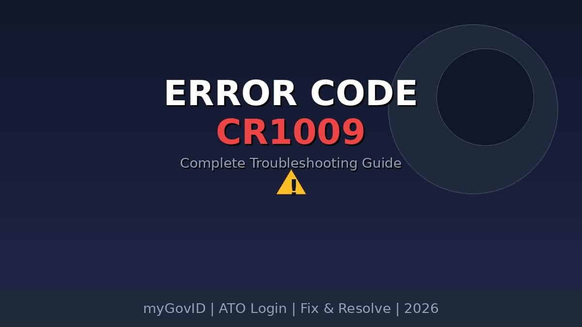 Error Code CR1009 featured banner showing troubleshooting guide for myGovID and ATO login issues