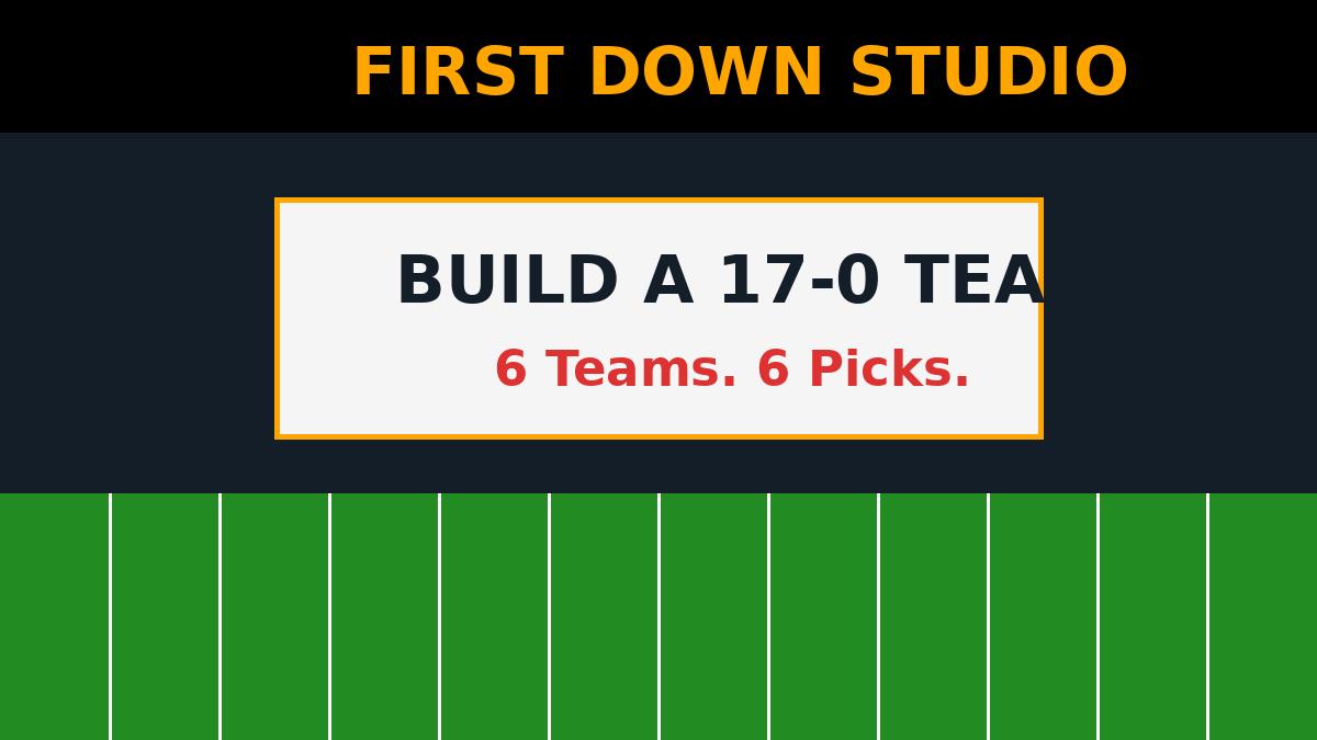 First Down Studio Build a 17-0 Team game graphic