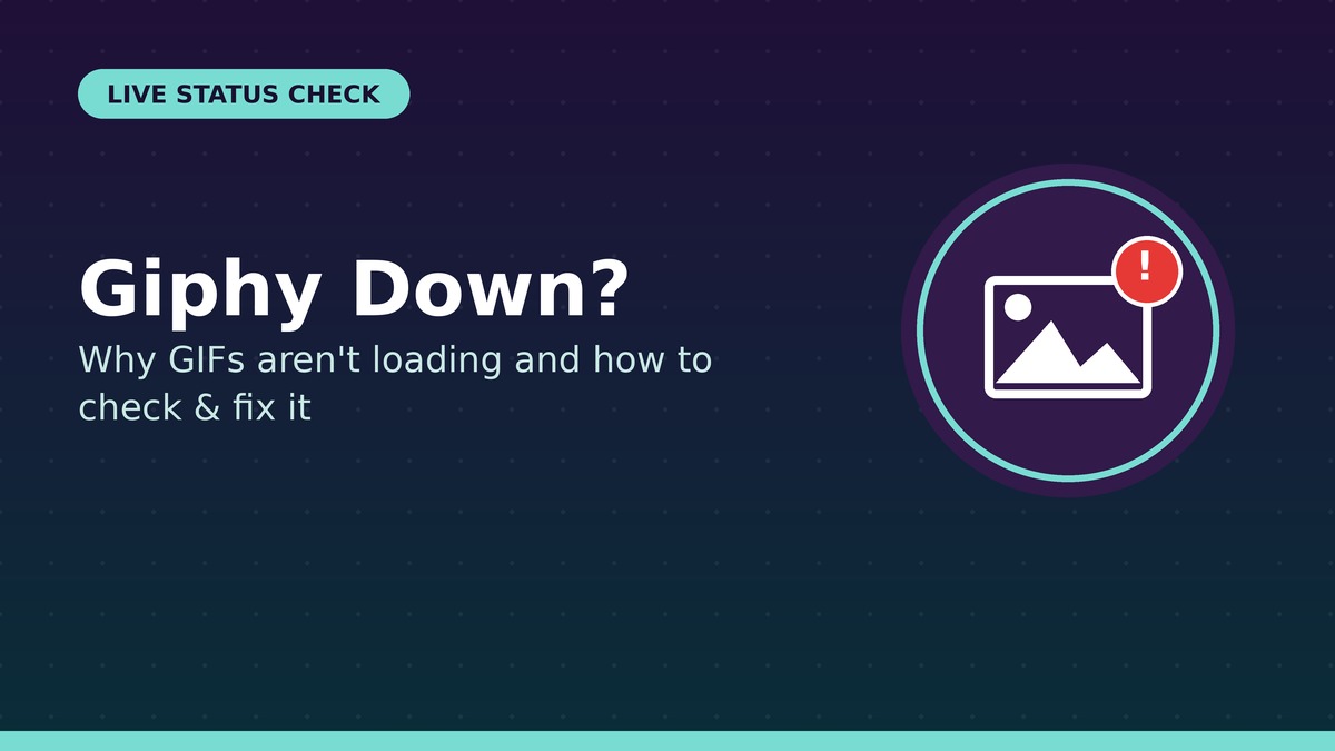 Broken image icon with an error badge representing Giphy down and GIFs not loading