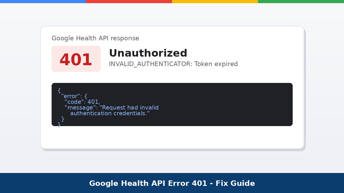 Google Health API Error 401: How to Fix It