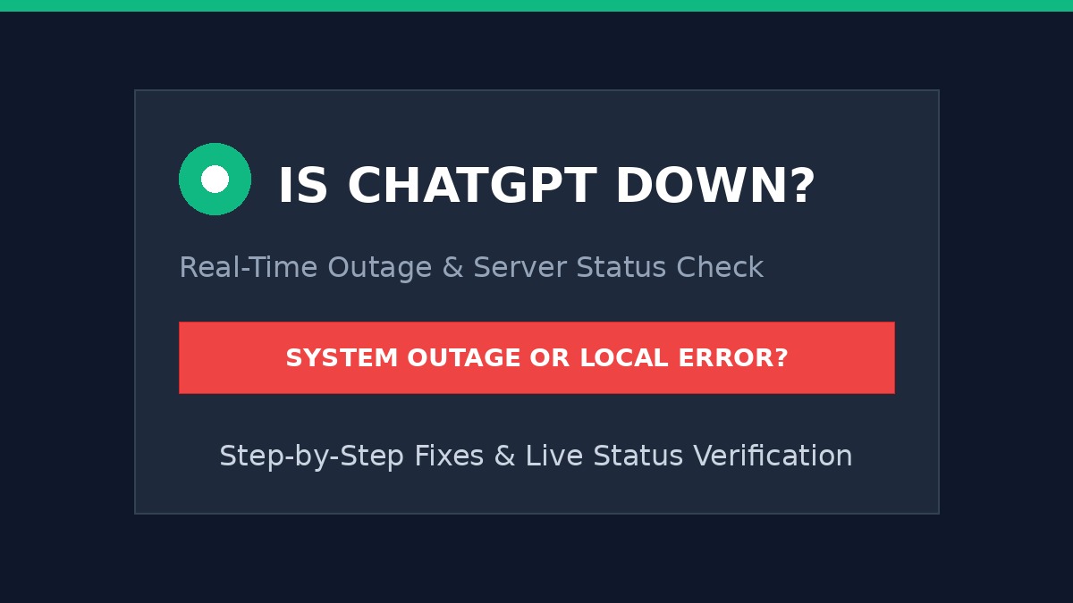Is ChatGPT Down graphic showing live server status check and error diagnosis