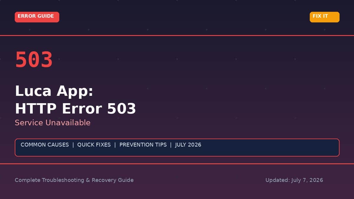 Luca HTTP Error 503 Service Unavailable - Complete troubleshooting guide with causes and fixes infographic