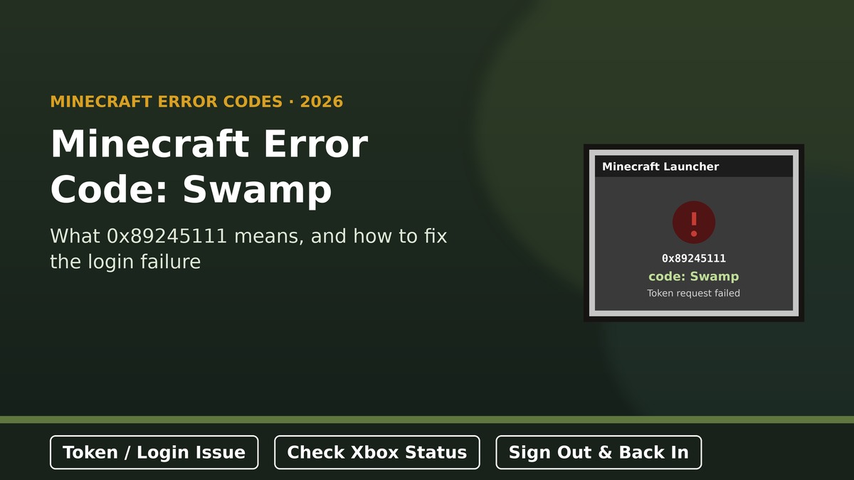 Minecraft Error Code: Swamp (0x89245111) - Meaning and Fix Minecraft error code Swamp 0x89245111 meaning and fix 2026