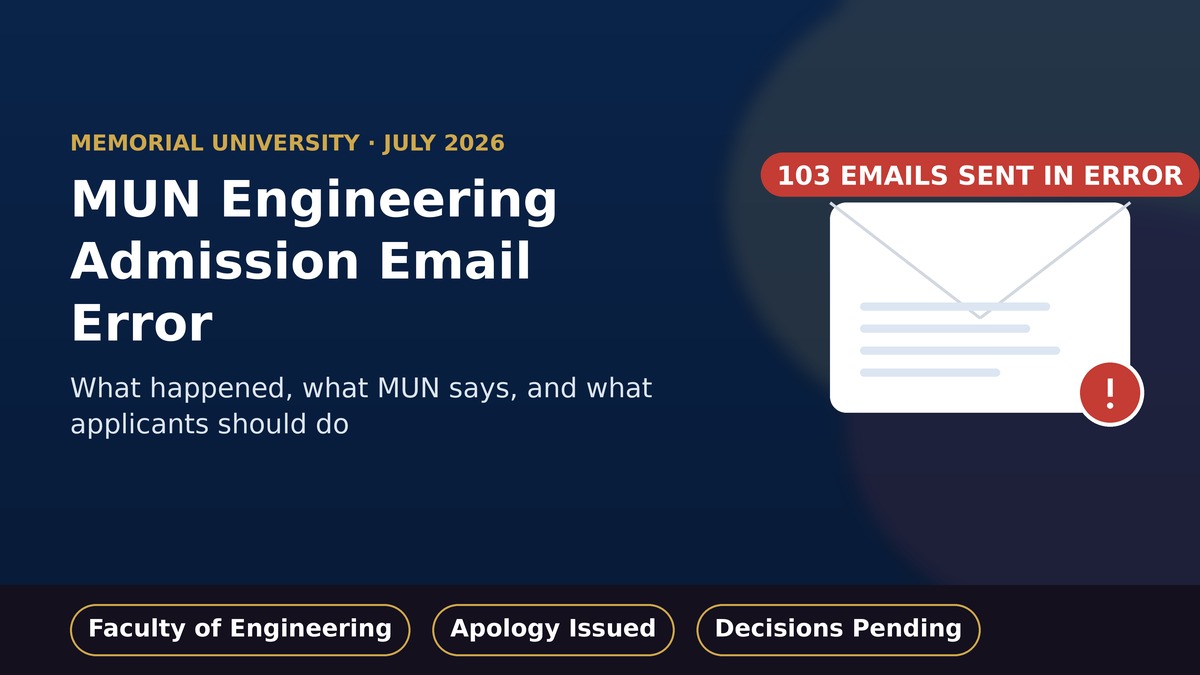 MUN Engineering Admission Error: What Happened Memorial University Faculty of Engineering admission email error 2026 explained
