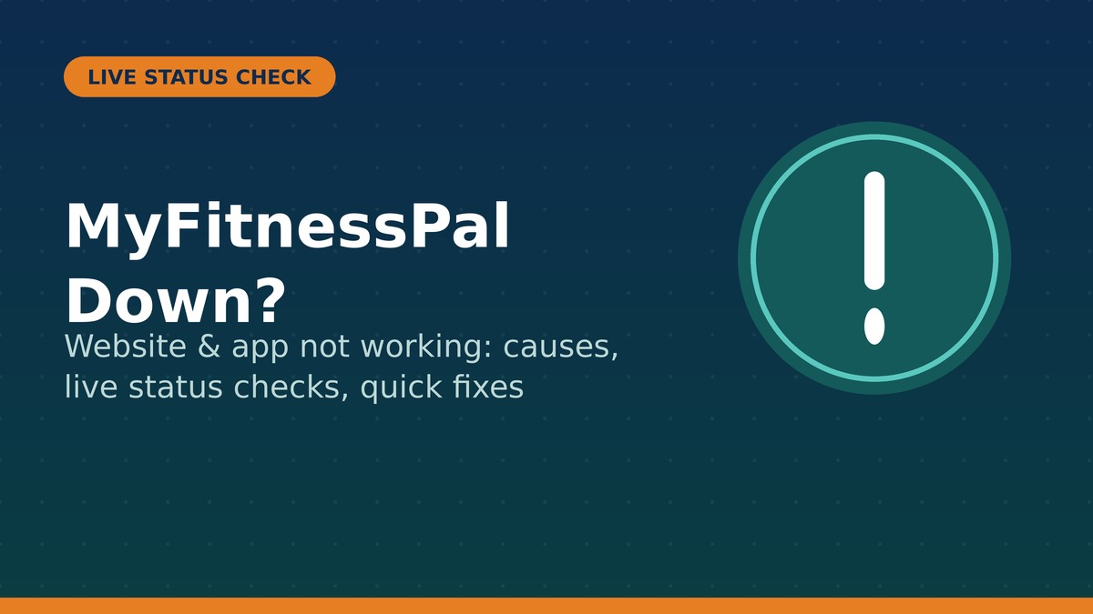 MyFitnessPal down status check illustration showing a live outage alert icon