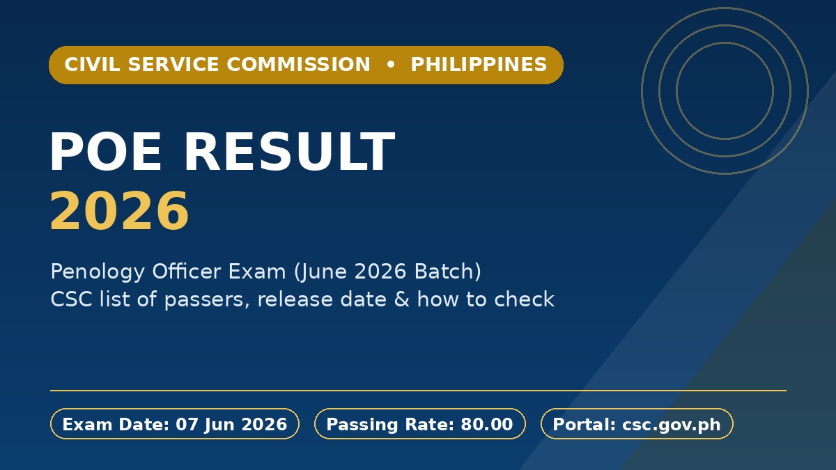 POE result 2026 for the June Penology Officer Exam