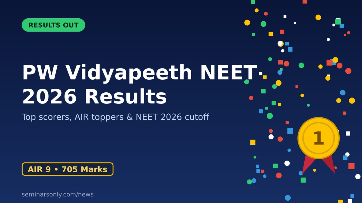 PW Vidyapeeth NEET 2026 Results PW Vidyapeeth NEET 2026 results — top scorers, AIR toppers and cutoff graphic