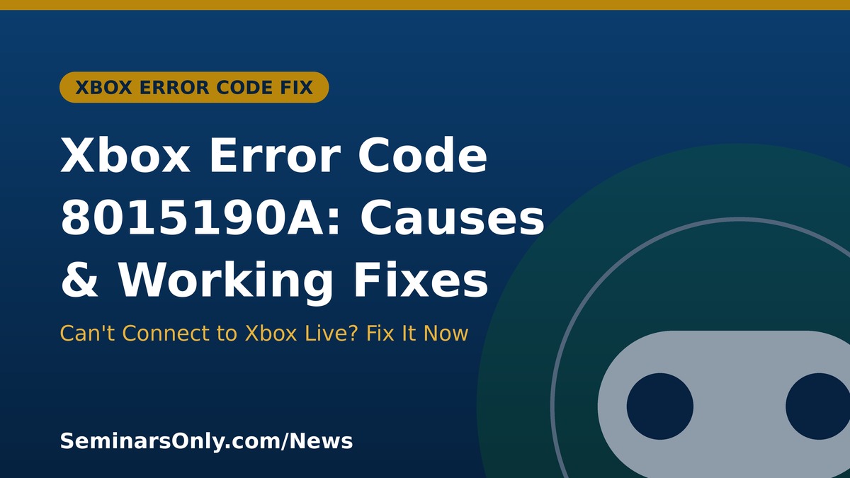 Xbox error 8015190A fix guide banner with a game controller icon on a blue background