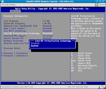 Intel Virtualization Technology in BIOS.