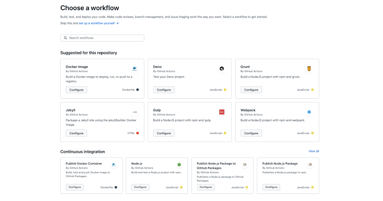 A dashboard showing GitHub Actions workflows and CI/CD pipelines