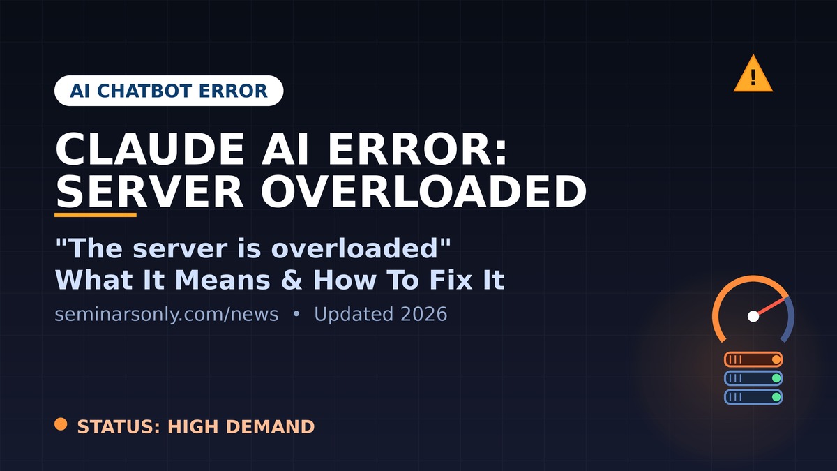 Claude AI 'The server is overloaded. Please try again later.' error message displayed on a dark mode screen