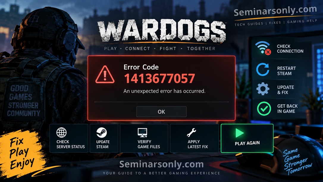 WARDOGS error code 1413677057 troubleshooting and Steam connection fix