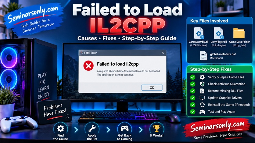 Failed to load IL2CPP error fixes for Unity games
