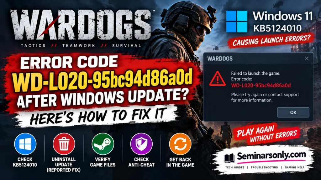 WARDOGS WD-L020-95bc94d86a0d error after Windows 11 KB5124010