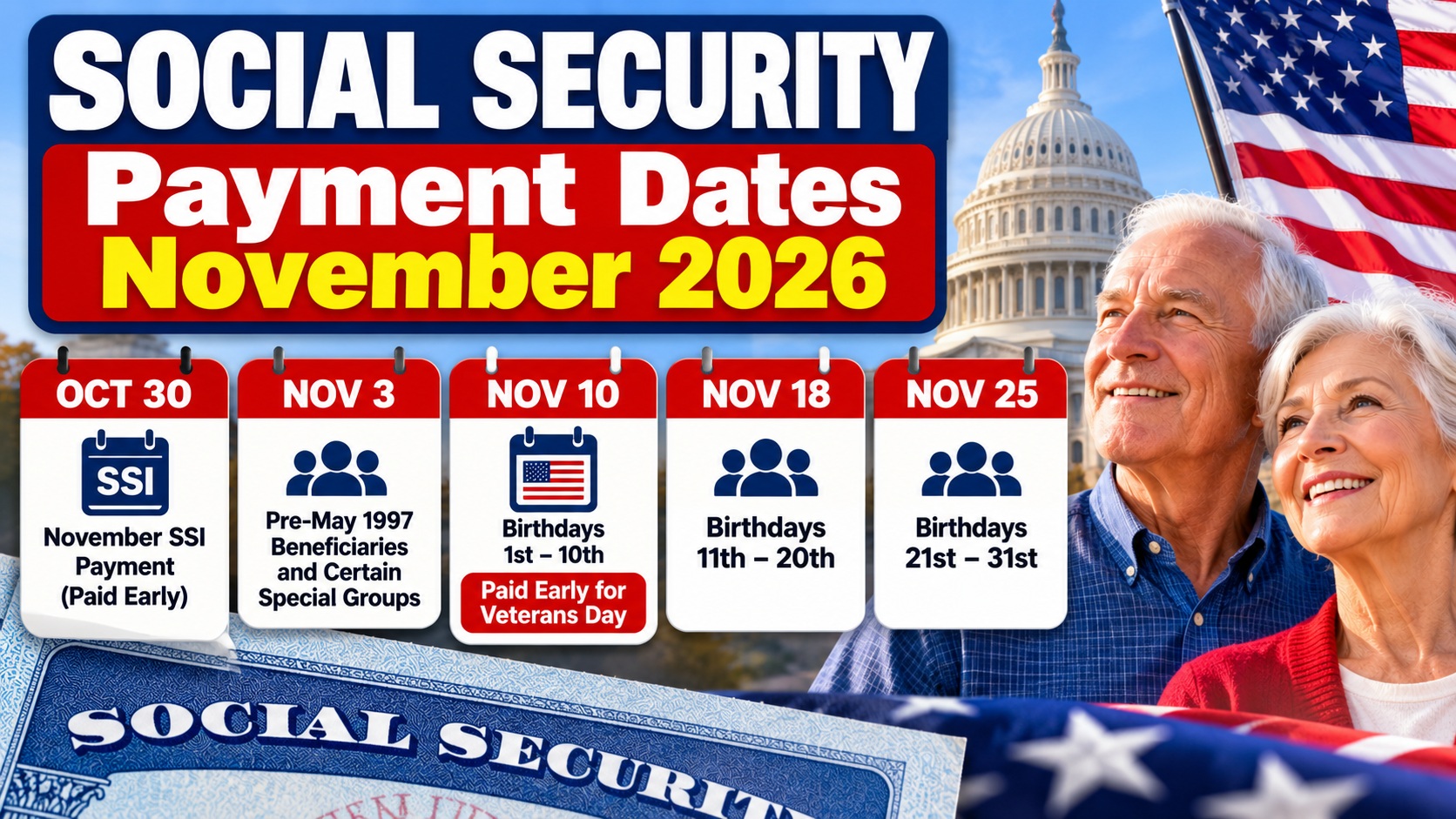 Social Security Payment Dates November 2026