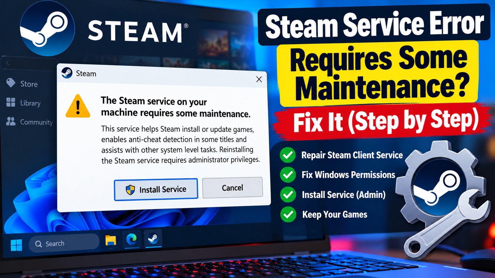 Steam Service Error: Requires Some Maintenance Fix
