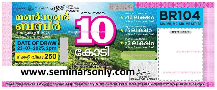 Kerala Monsoon Bumper 2025 BR 104