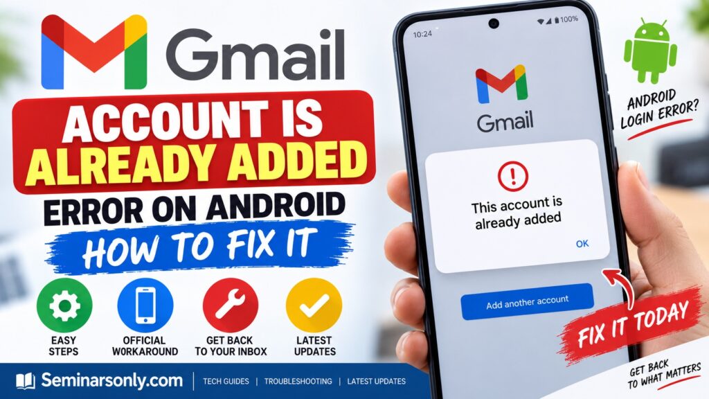 Gmail account already added error on Android and how to fix it